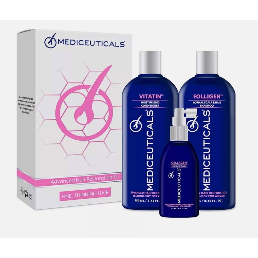Mediceuticals Scalp Hair Kit FINE THINNING hair Women(viatin folligen cellagen)